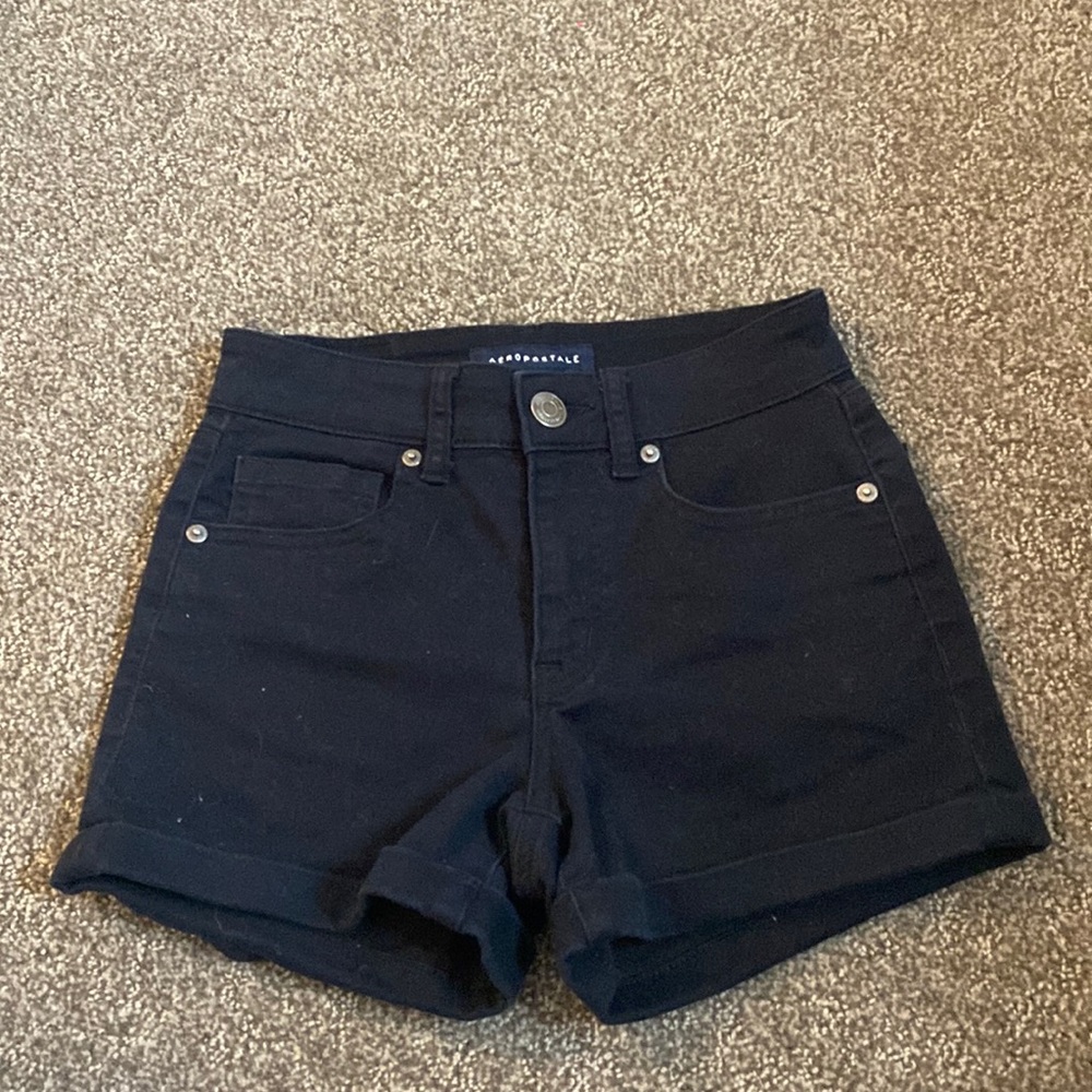 black jean shorts